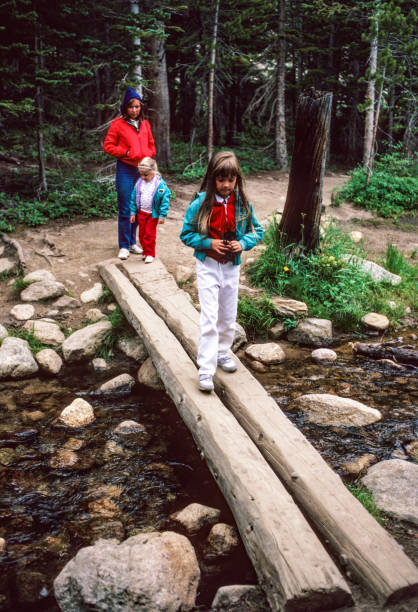 istock Rocky Mountain NP - Girl Takes Cautious Steps on Bridge - 1986 2183884521