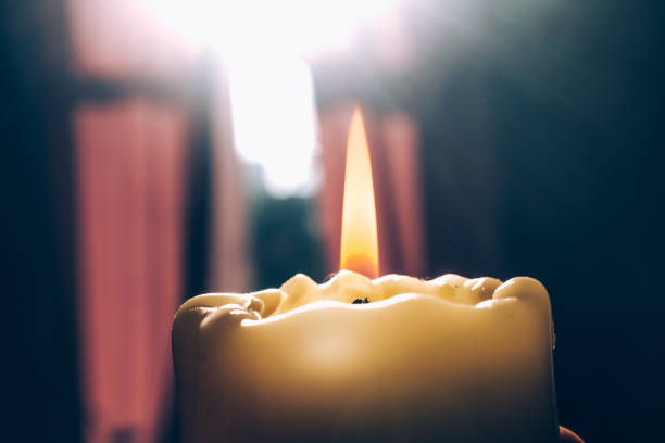 istock Burning candle in a home decor at Christmas time 2183884760