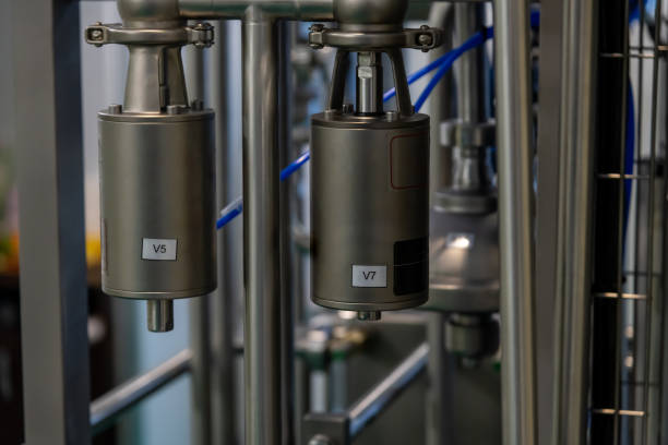 istock Details of milk pasteurization and cooling machine 2183888851