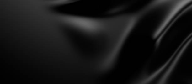istock 3d soft black waves background. Dark silk crumples. Elegant minimalistic satin ripples backdrop. 3d render illustration 2183892531