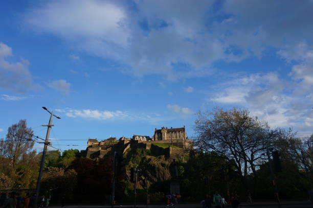 View of Edinburgh Castle from Princes Street, Edinburgh Scotland England UK