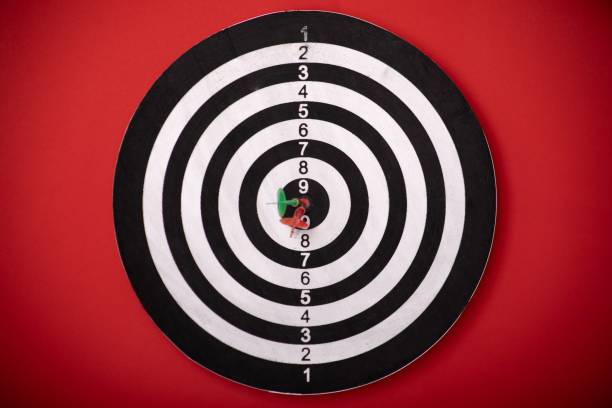 istock Close-up of a target with concentric circles labeled with points 2183900789