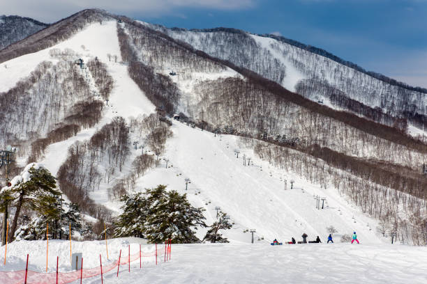 istock Spectacular snow covered mountain backdrop at a ski resort (Madarao) 2183906563