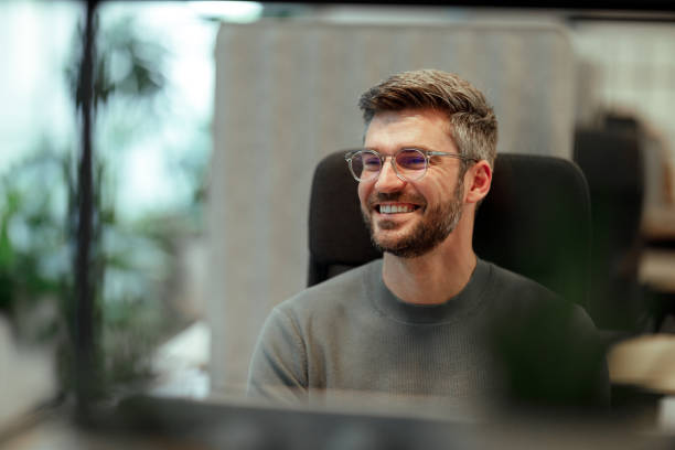 Modern Businessman Working in Contemporary Office Space