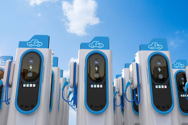 istock Group of ev charging stations or electric vehicle recharging stations 2183915491