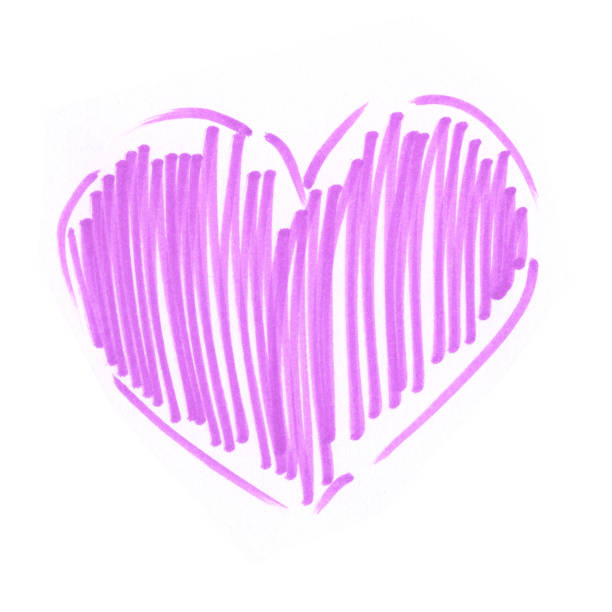 istock A bright pink purple heart, hand-drawn with a felt-tip pen. Heart, love, hand-drawn marker 2183931586