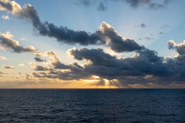 istock Stunning sunset over the ocean viewed from a cruise ship in the Atlantic 2183942279