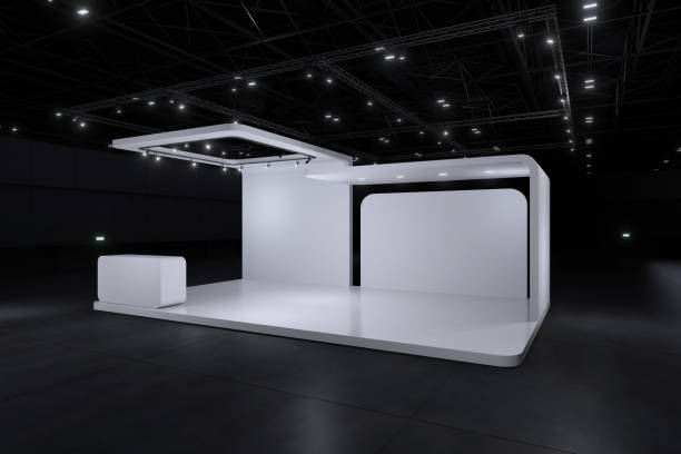 istock Exhibition stand for mockup and Corporate identity,Display design.Empty booth Design.Retail booth elements in Exhibition hall.booth Design trade show.Blank Booth system of Graphic Resources.3d Background for online Event,conference,live.3d render. 2183942814