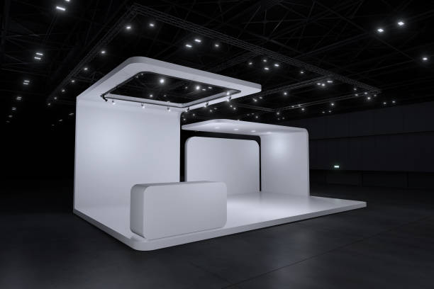 istock Exhibition stand for mockup and Corporate identity,Display design.Empty booth Design.Retail booth elements in Exhibition hall.booth Design trade show.Blank Booth system of Graphic Resources.3d Background for online Event,conference,live.3d render. 2183942815
