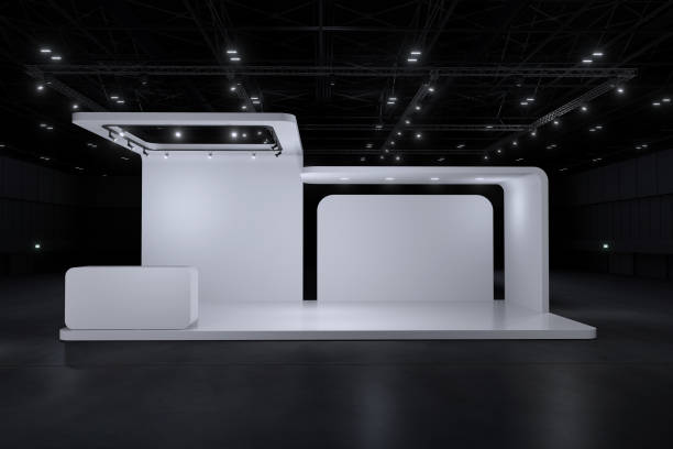 istock Exhibition stand for mockup and Corporate identity,Display design.Empty booth Design.Retail booth elements in Exhibition hall.booth Design trade show.Blank Booth system of Graphic Resources.3d Background for online Event,conference,live.3d render. 2183942816