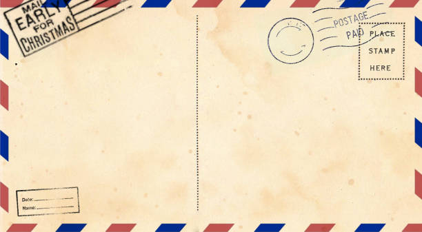 istock Backside of old postcard with dirty stain 2183945512