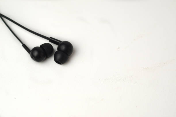 Black Earphones isolated on white background
