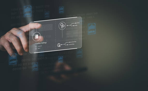 istock hand using computer laptop while choose to accept internet cookies policy or reject. Customer data privacy concept that allow web browser to collect user data to resell or use for marketing purpose. 2183951418