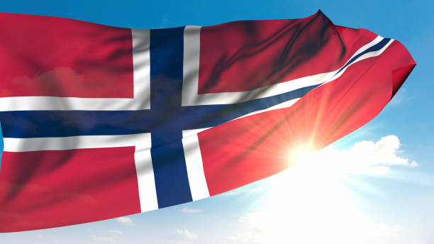In the bright sunlight, the occasional wink of the sun behind the waving Norway flag gives hope. / You can see the animation movie of this image from my iStock video portfolio. Video number: 2182701489