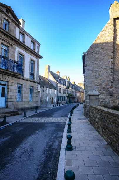istock Empty street in roscoff, brittany, at sunrise 2183962111