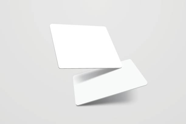 istock Blank realistic square business card, gift card or social with shadow. Mockup design for presentation branding, corporate identity, ads, personal, stationery, document, graphic presenting. Vector 2183964661