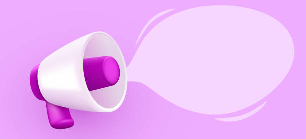 istock 3d megaphone speaker or loudspeaker bullhorn for announce promotion with message bubble. Megaphone 3d mockup. 2183968599