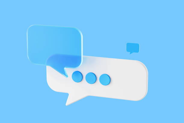 istock Speech bubbles, glass message cloud. Social media and online communication 2183968631