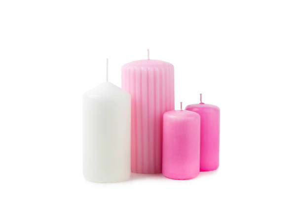 istock Candle isolated on white background. Decorative eco candles with soy wax. Home decoration concept. Designer. Stylish interior. 2183977426