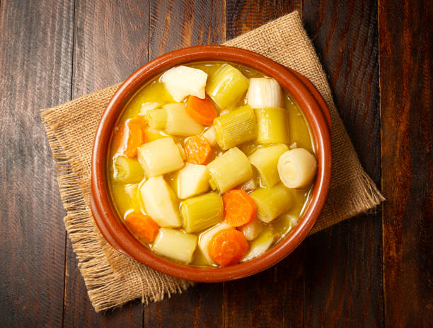 istock Porrusalda, stew leek garlic 2183980911