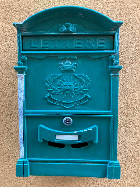 istock Turquoise italian post box on town house, Italy 2183980930
