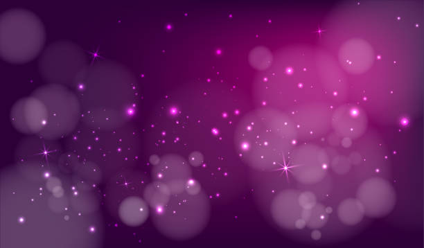 istock Bokeh violet background. Sparkles and glitters, defocused blur. Magical effect. Trendy background, wallpaper and texture. Christmas and New Year poster. Realistic vector illustration 2183983240