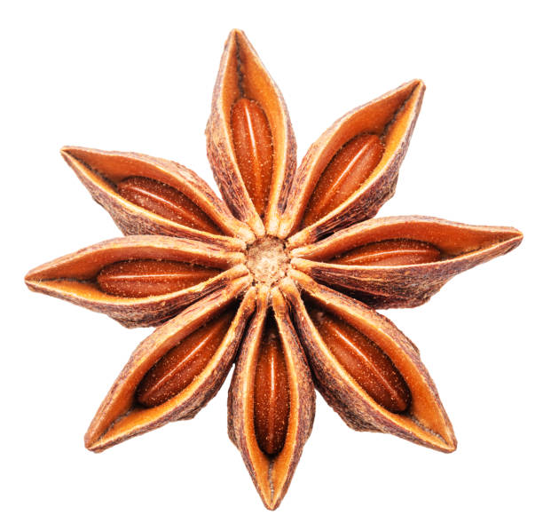 istock Anise star or badian, star shaped fruit with seeds inside on white background. File contains clipping path. 2183986423
