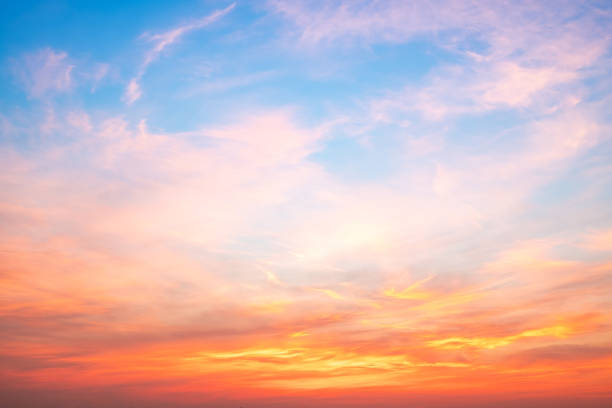 istock Beautiful , luxury soft gradient orange gold clouds and sunlight on the blue sky perfect for the background, take in everning,Twilight, Large size, high definition landscape photo 2183987500