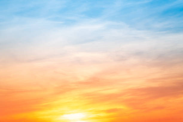 istock Beautiful , luxury soft gradient orange gold clouds and sunlight on the blue sky perfect for the background, take in everning,Twilight, Large size, high definition landscape photo 2183987530