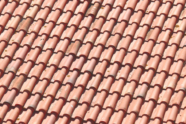 Pattern with the orange clay tiles of a roof