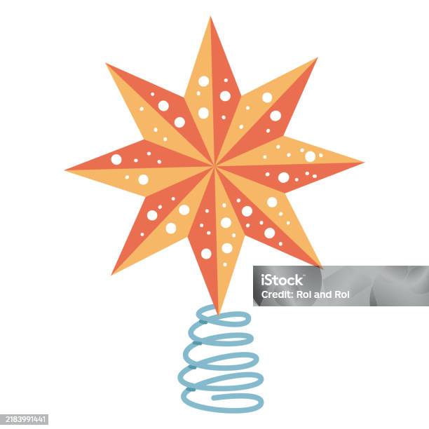 Cartoon Tree Ropper Christmas Tree Topper Star Lighted Vector Cartoon Illustration Isolated ...
