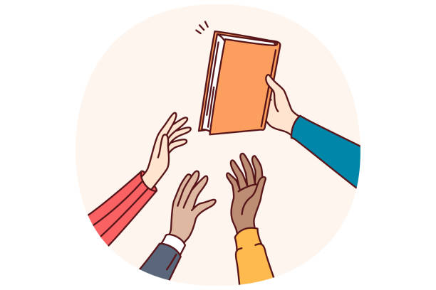 istock Man passes book to students holding out hands and wanting to gain new knowledge from textbook 2183994681
