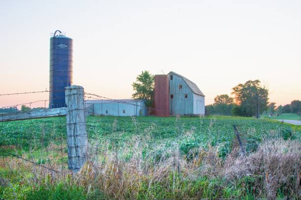 istock Old weathered Barn with silo and fence-Howard County, Indiana 2183999207