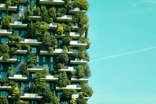 istock Skyscraper with trees on the balconies during the summer 2184000785