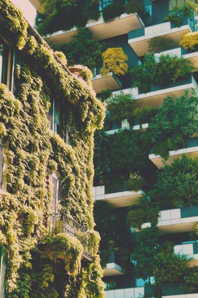 istock Skyscraper with trees on the balconies during the summer 2184001027
