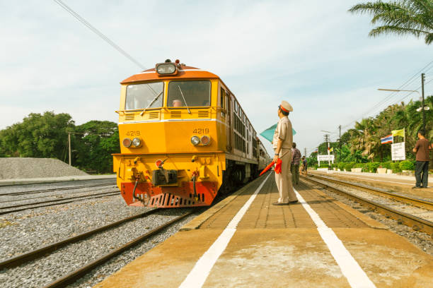 Ratchaburi, Thailand - 28 November 2015: Nong Pladuk Junction Railway Station at Ratchaburi