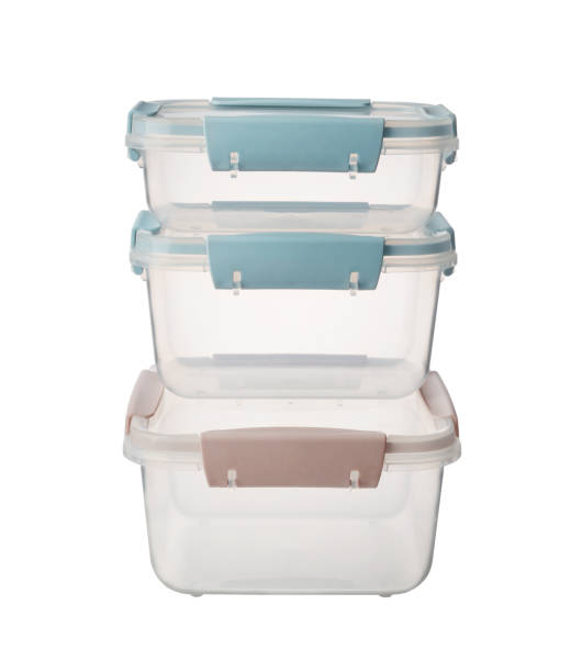 istock Plastic food containers isolated on white. 2184014051