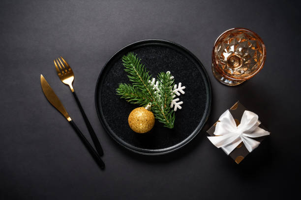 istock Christmas food at black background. 2184014135