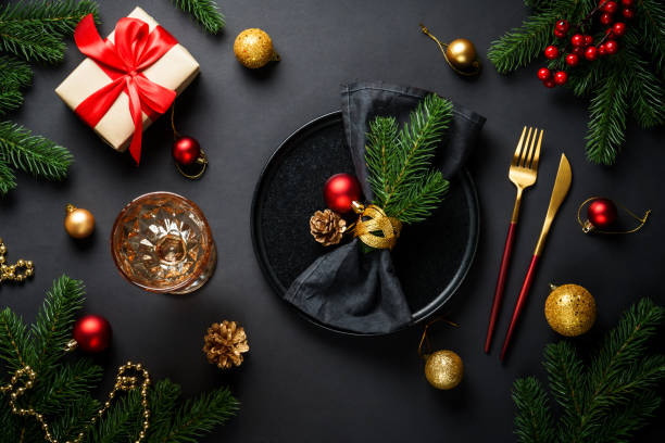 istock Christmas food at black background. 2184014146