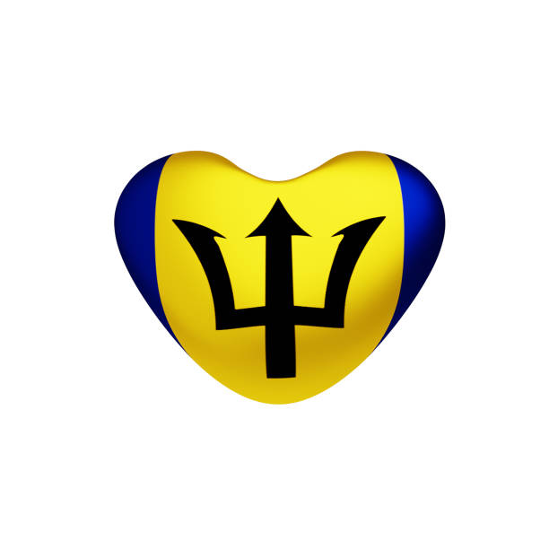 Heart of Barbados Flag. 3d render.