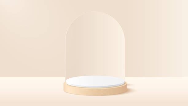 istock Beige podium to show product with circle background. Beige minimal scene for product display presentation. Vector illustration 2184016751