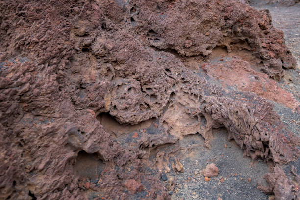 Wall of volcanic rock. The lava is left from an eruption in the period 1730-1736. The picture is taken close to the village El Golfo on the volcanic Canary Island Lanzarote