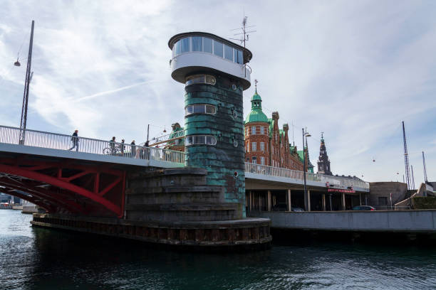 Knippelsbro control tower, Knippel bascule bridge across the Inner Harbour on Christianshavn on May 1, 2023 in Copenhagen, Denmark.