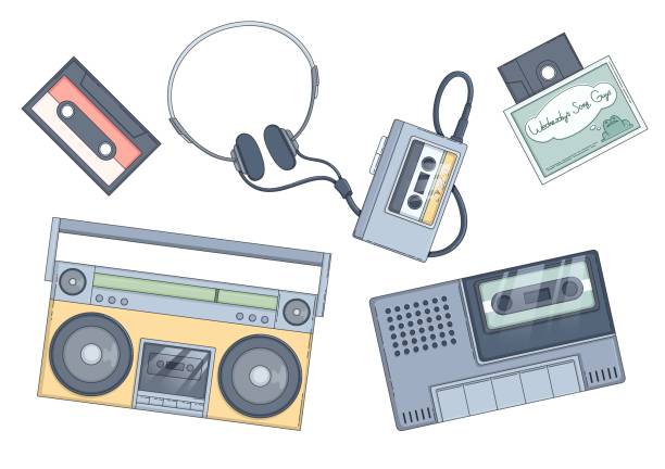 istock Music player and vintage radio vector illustration 2184024584