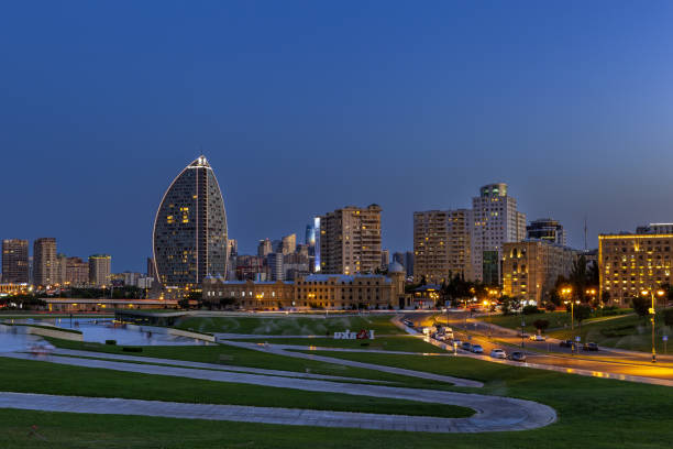 Heydar Aliyev Center Park at sunset