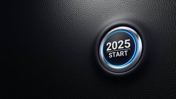 istock 2025 start push button. Planning, start, vision, career path, business strategy, opportunity and change concept. 2025 start modern car button with blue shine. 3d illustration 2184029792