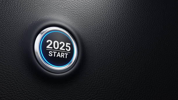 istock 2025 start push button. Planning, start, vision, career path, business strategy, opportunity and change concept. 2025 start modern car button with blue shine. 3d illustration 2184029793