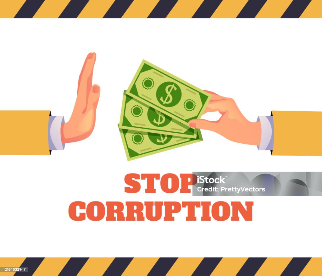 Corruption Hand Stop Corruption Hand Gesture Isolated Concept Vector Graphic Design ...
