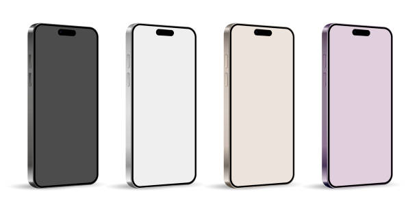 istock Set of smartphones in different colors side view 2184036925
