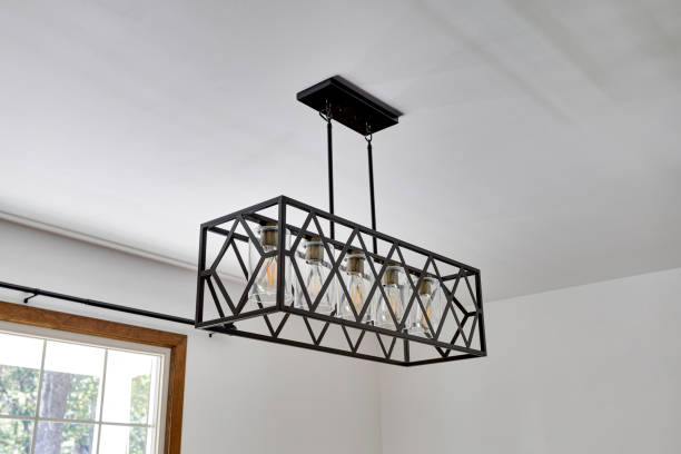 istock Modern Geometric Chandelier With Glass And Metal Frame 2184037528
